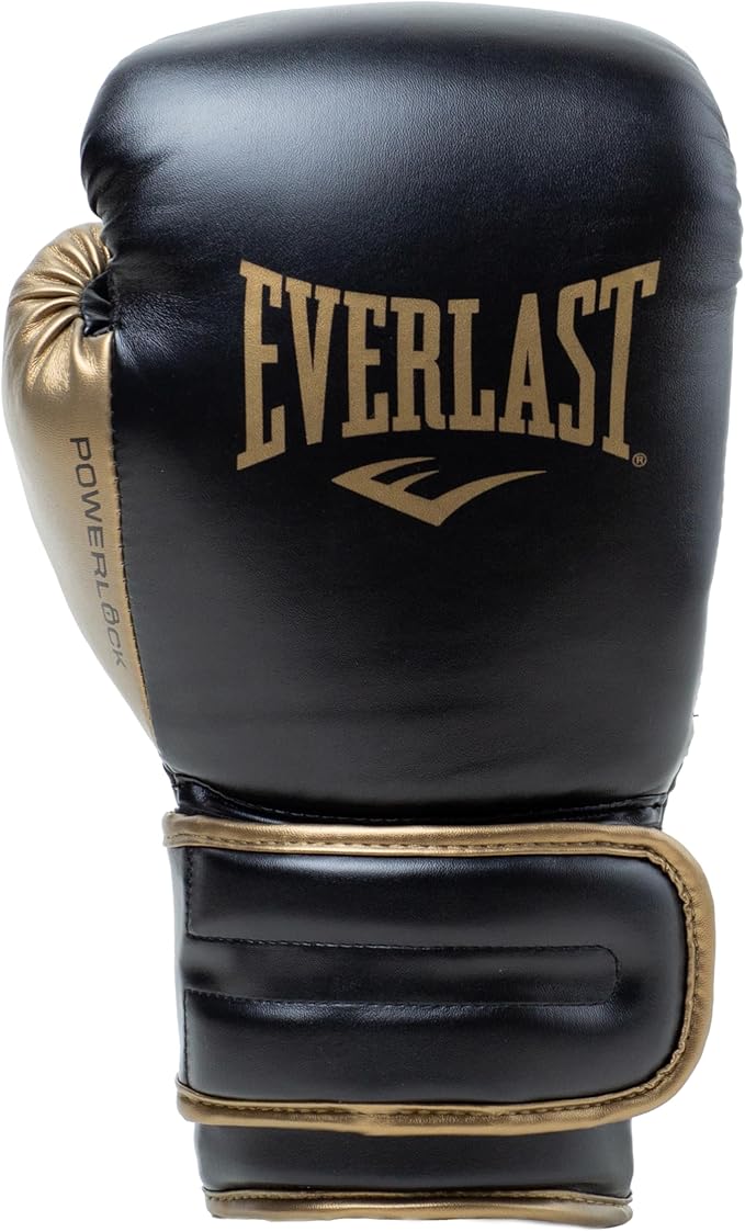 Everlast Powerlock 2R Boxing Gloves - Black and Gold Design